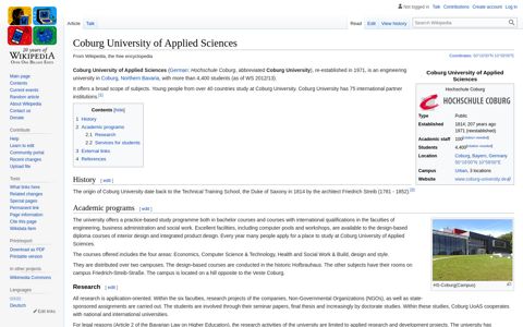 Coburg University of Applied Sciences - Wikipedia