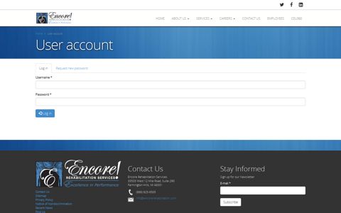 User account | Encore Rehabilitation Services | Excellence in ...