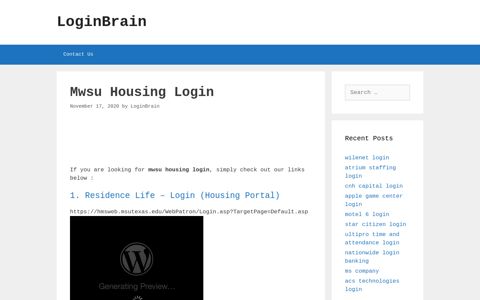 Mwsu Housing Residence Life - Login (Housing Portal)