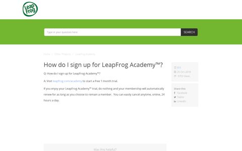 How do I sign up for LeapFrog Academy™? - leapfrog