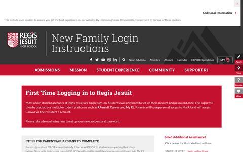 New Family Login Instructions | Regis Jesuit High School