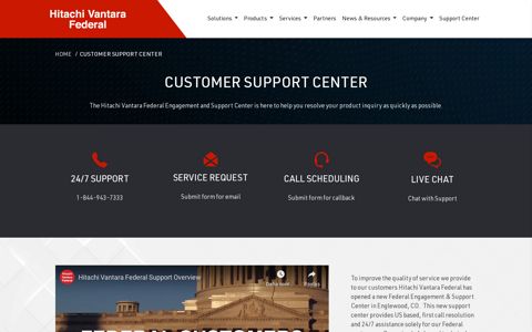Customer Support Center | Hitachi Vantara Federal
