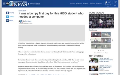 HISD student Raquel Mathis turned away from laptop ...