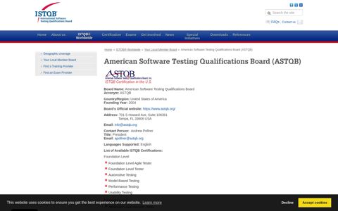 American Software Testing Qualifications Board (ASTQB) - istqb