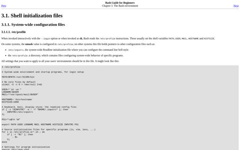 Shell initialization files