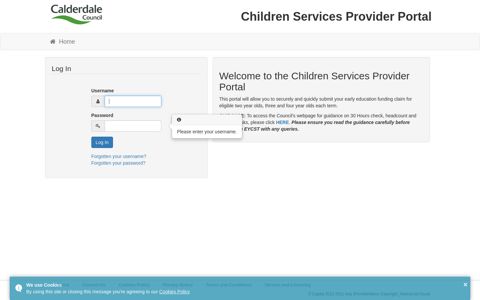 Children Services Provider Portal - Log In