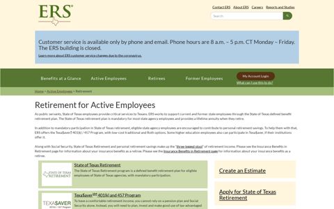 Retirement | ERS - Employees Retirement System - Texas.gov