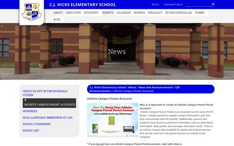 Infinite Campus Parent Accounts - C.J. Hicks Elementary School