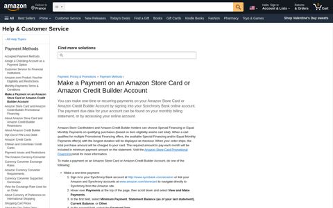 Amazon.com Help: Make a Payment on an Amazon Store Card