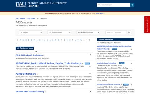 AZ Databases - FAU's LibGuides - Florida Atlantic University