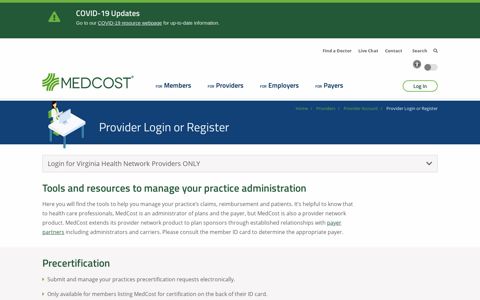 Provider Log In Or Register | MedCost