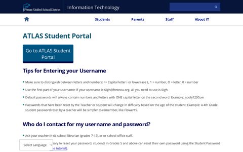 ATLAS Student Portal | Fresno Unified Information Technology