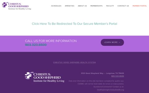 Member Portal — CHRISTUS Good Shepherd Institute for ...