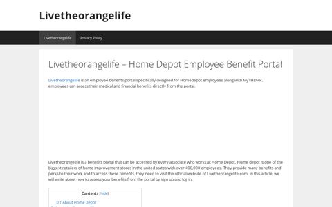 Livetheorangelife - Home Depot Employee Benefit Portal