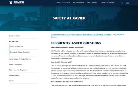Frequently Asked Questions - Safety | Xavier University
