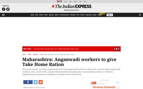 Maharashtra: Anganwadi workers to give Take Home Ration ...