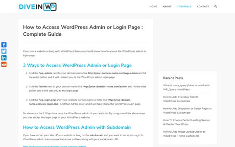 How to Access WordPress Admin or Login Page : Complete ...