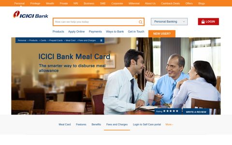 Meal Card - Fees and Charges | Food and Meal ... - ICICI Bank