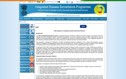 IHIP :: Integrated Disease Surveillance Programme(IDSP)