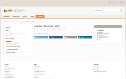 Login LAPP Purchase Portal - Lapp Kabel