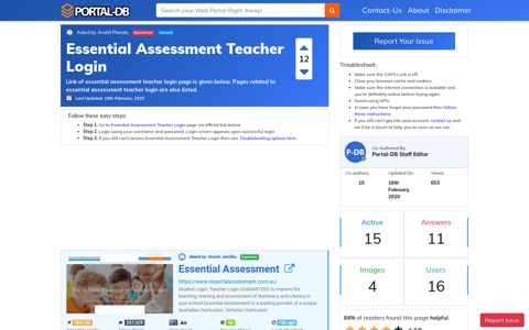 Essential Assessment Teacher Login