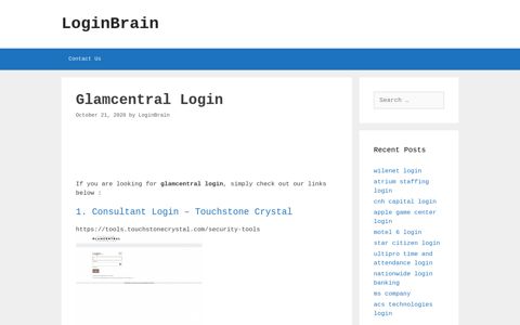 Glamcentral - Consultant Login - Touchstone Crystal