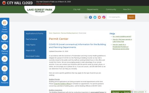 Permit Center | Lake Forest Park, WA - Official Website