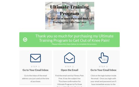 Ultimate knee purchase thank you page - FITNESS PAIN FREE