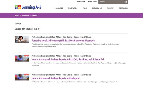 Search for “student log in” - Learning AZ