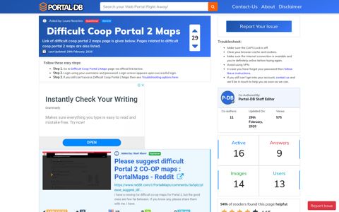 Difficult Coop Portal 2 Maps - Portal-DB.live