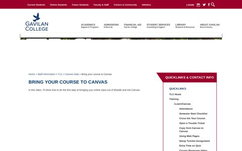 Bring your course to Canvas - Gavilan College