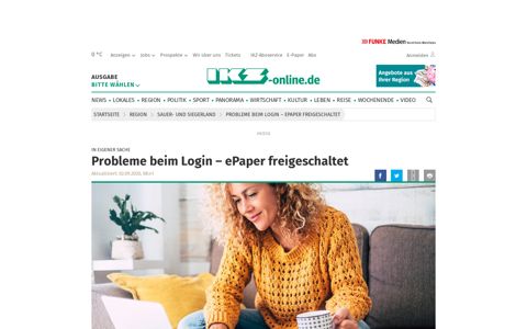 Probleme beim Login – ePaper freigeschaltet - ikz-online.de