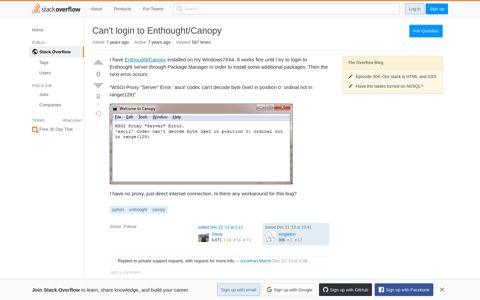 Can't login to Enthought/Canopy - Stack Overflow