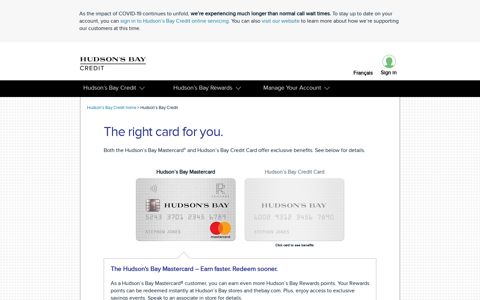 The Hudson's Bay Credit Card – Reward yourself.