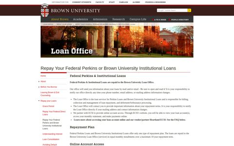 Repay Your Federal Perkins or Brown University Institutional ...