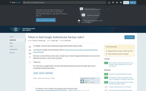 Where to find Google Authenticator backup codes ...
