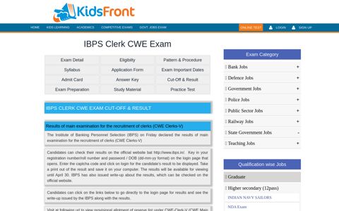IBPS Clerk CWE Exam Cuttoff & Result,Last year cut-Off ...