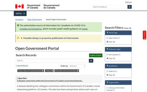 Search Records Suggest a Dataset - Open Government Portal