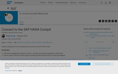 Connect to the SAP HANA Cockpit - SAP Developer Center