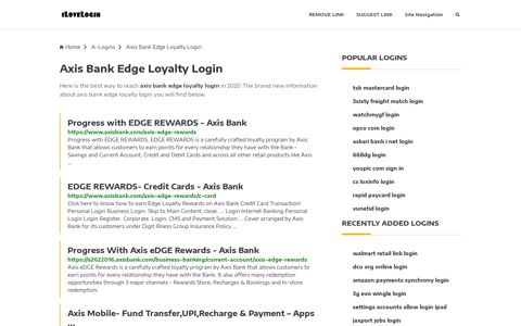 Axis Bank Edge Loyalty Login ❤️ One Click Access - iLoveLogin