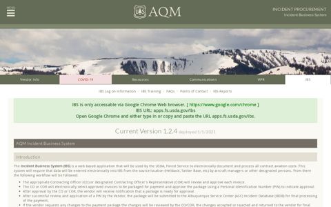 AQM Incident Business System - ibs - Forest Service