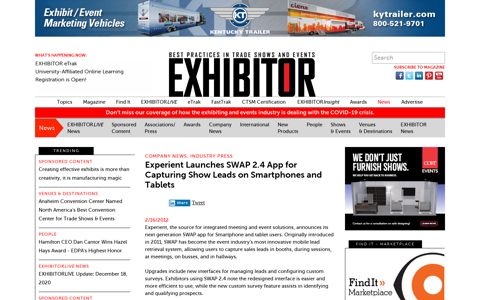 Experient Launches SWAP 2.4 App for Capturing Show Leads ...