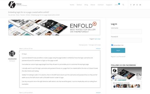 Embeding login for on a page created within enfold? - Support ...