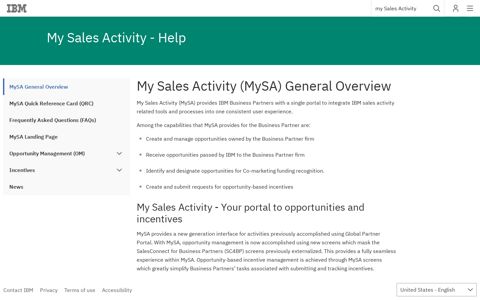 My Sales Activity - Help - IBM