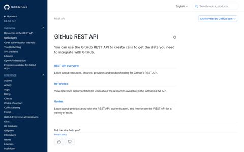 GitHub REST API v3