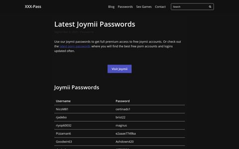 Latest Joymii Passwords - XXX-Pass