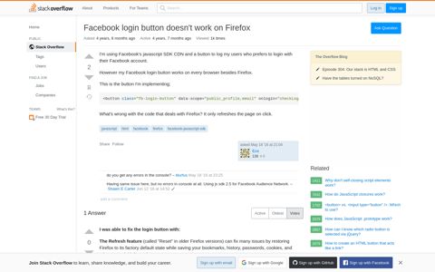 Facebook login button doesn't work on Firefox - Stack Overflow