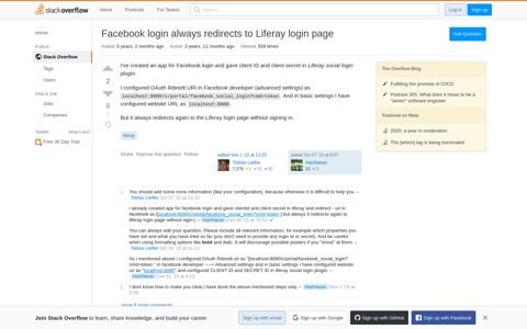 Facebook login always redirects to Liferay login page - Stack ...