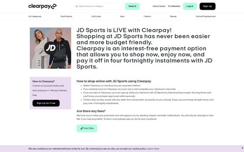 JD Sports Clearpay - Buy Now Pay Later with Clearpay