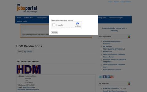 HDM Productions | The Jobs Portal